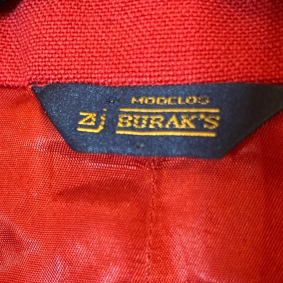 Vintage Buraks Red Linen Blazer Coat Small - Picture 2 of 16